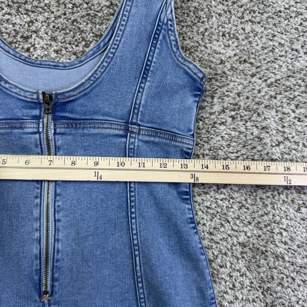 American Eagle Denim Dress Women's 6 Blue Maxi Scoop Neck Sleeveless Side Slit - Picture 15 of 16